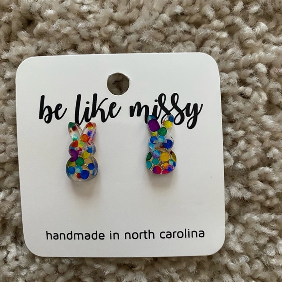 NEW handmade colorful bunny earrings - Picture 3 of 3